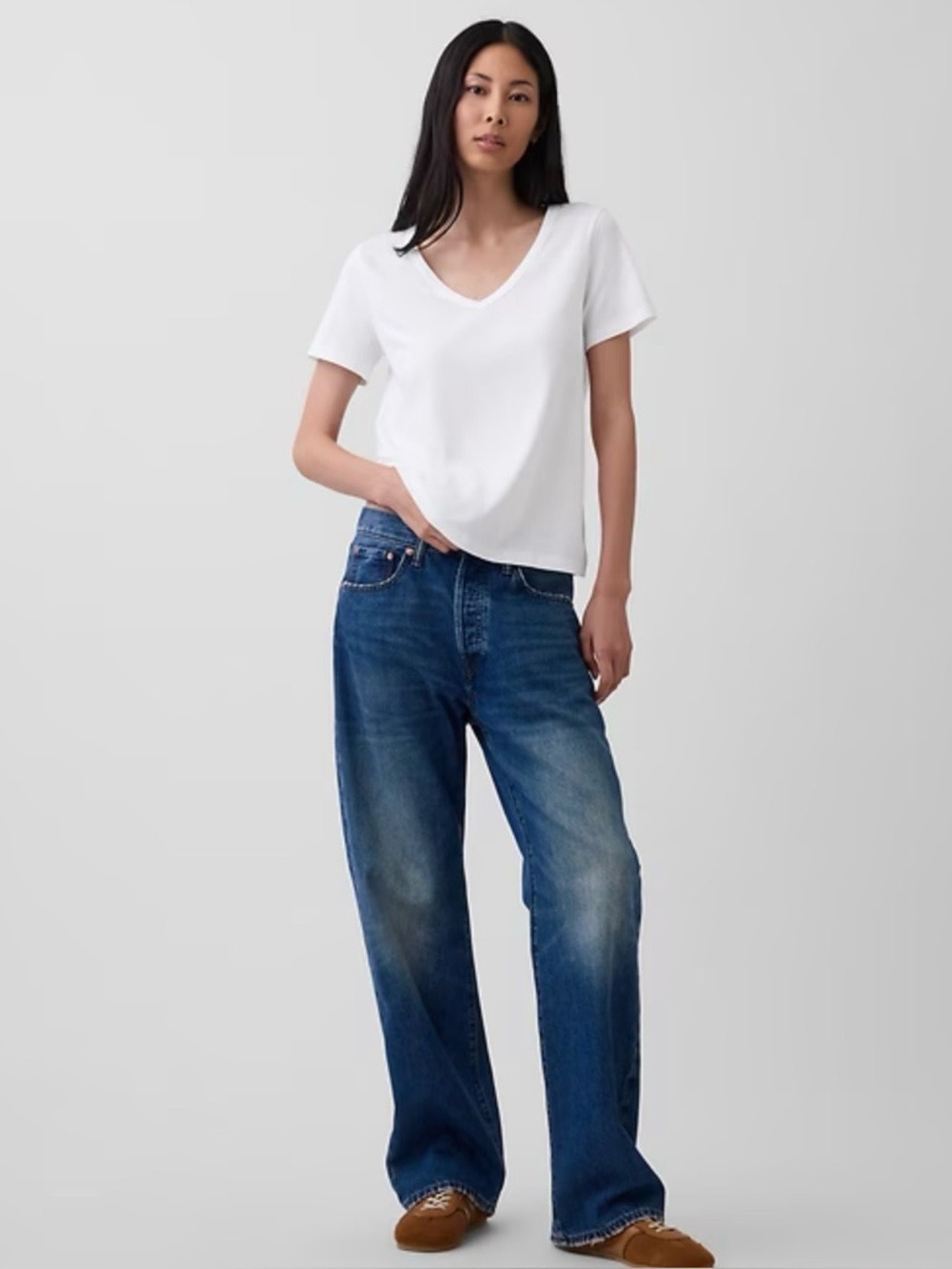 GAP Organically Grown Cotton Classic White V-Neck Tee NWOT - Picture 4 of 11